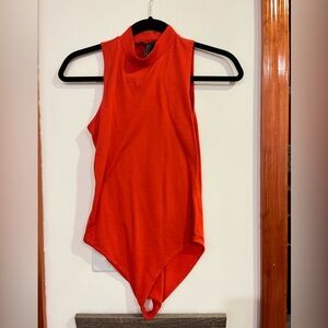 Forever 21 Burnt Orange High Neck Bodysuit